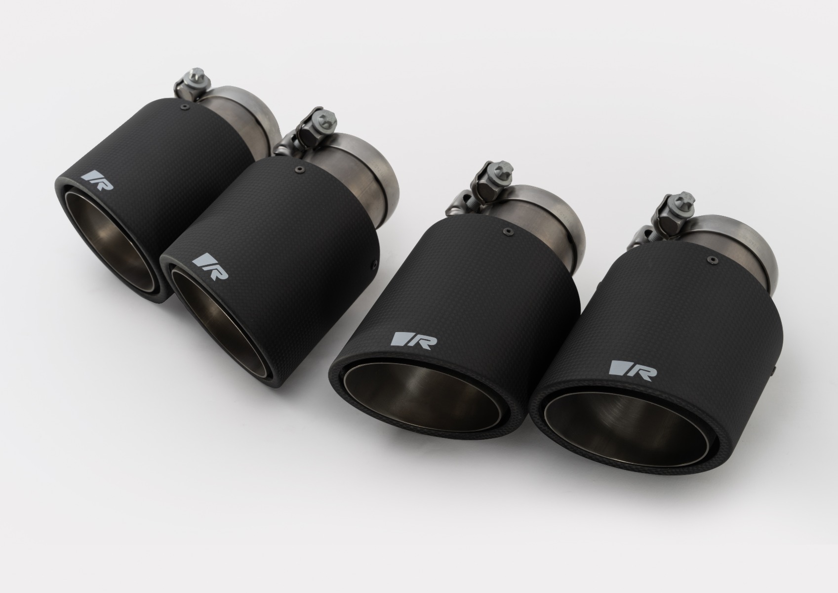Endrohr-Set li/re je 2 Carbon-Endrohre Ø 102 mm schräg/schräg, Innenaufbau Titan, mit einstellbarem
