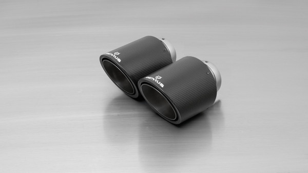 Endrohr-Set bestehend aus 2 Carbon-Endrohren Ø 102 mm schräg, Innenaufbau Titan, mit einstellbarem Kugelanschluss