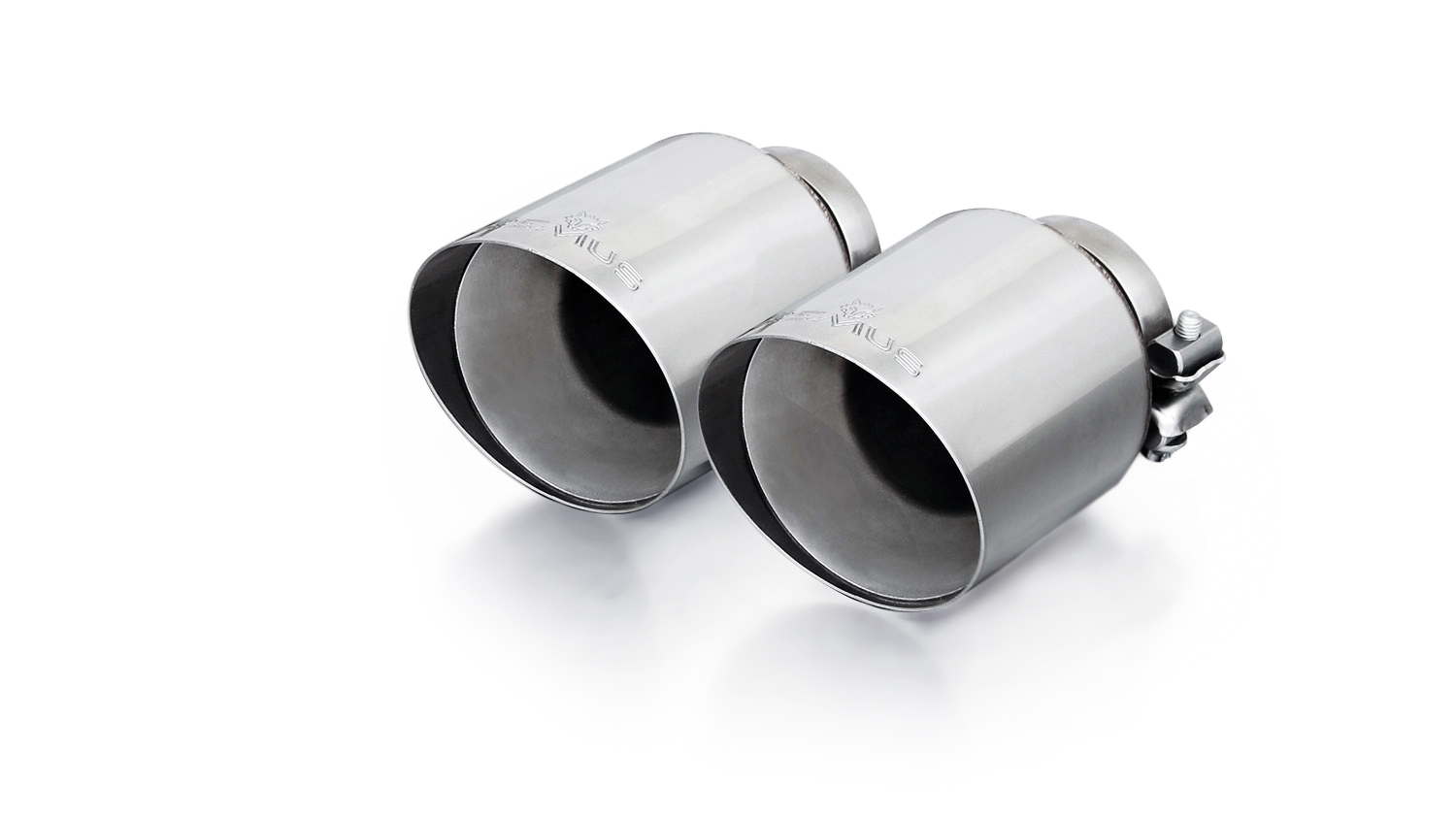 Endrohr-Set li/re je 2 Endrohre Ø 102 mm schräg, straight gut, verchromt, mit einstellbarem Kugelans