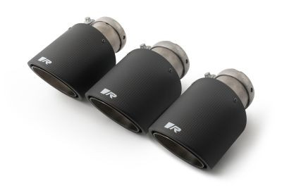 Endrohr-Set mit 3 Carbon- Endrohren Ø 102 mm schräg, Innenaufbau Titan, mit einstellbarem Kugelanschluss