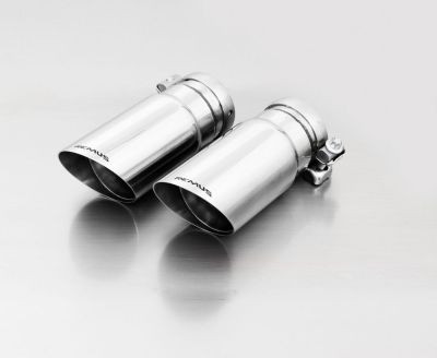 Endrohr-Set li/re je 2 Endrohre Ø 76 mm schräg/schräg, straight cut, verchromt, mit einstellbarem Ku