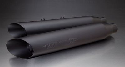 CUSTOM, Slash Cut Schalldämpfer links/rechts inkl. Kat., Edelstahl schwarz, CH Genehmigung