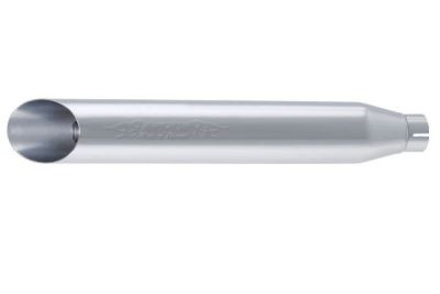 CUSTOM Exhaust Schalldämpfer Straight-thru Slash Cut mit Hitzeschutzblech, Chrom, Race(ohne CH Genehmigung/EEC)