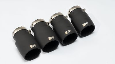 OPT GT Black Endrohr-Set: 4 Endrohre Ø 102 mm, L=145 mm, Titan, Schwarz painted, mit einstellbarem Kugelanschluss