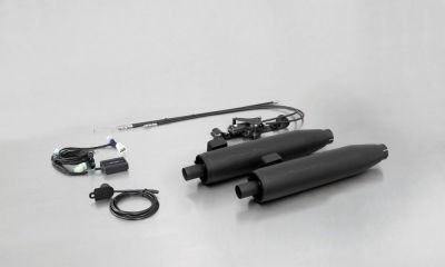 2x CUSTOM Exhaust Schalldämpfer inkl. Kat. ohne Endkappe, Edelstahl schwarz, mit SC15-System