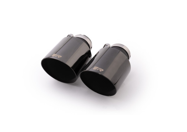 Endrohr-Set bestehend aus 2 Endrohren Ø 115 mm schräg, Black Chrome, mit einstellbarem Kugelanschluss