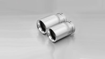 Endrohr-Set 2 Endrohre Ø 76 mm, verchromt, rolled edge, mit einstellbarem Kugelanschluss