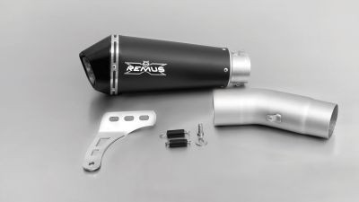 HYPERCONE, Slip on, Schalldämpfer mit Verbindungsrohr ohne Kat für DUCATI Monster 1200 R und Monster 1200 / 1200 S, Edelstahl schwarz, 65 mm, ohne CH Genehmigung