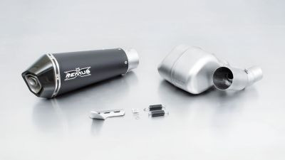 HYPERCONE, slip on (Schalldämpfer mit Verbindungsrohr ohne Kat) für Ducati Monster 797, Edelstahl schwarz, 65 mm, ohne CH Genehmigung