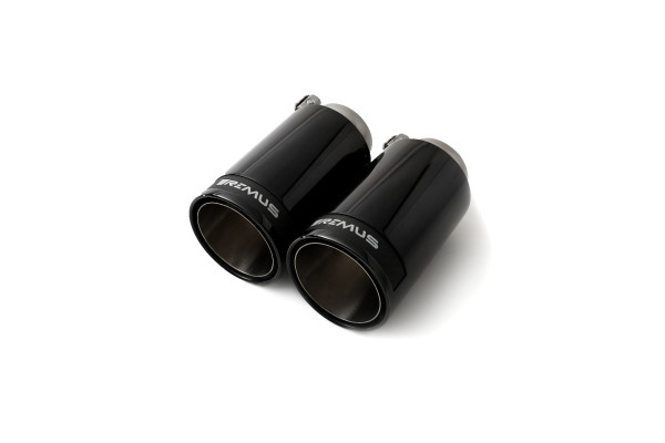 Endrohr-Set li/re je 2 Endrohre Ø 98 mm Street Race Black Chrome, mit einstellbarem Kugelanschluss