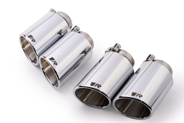 Endrohr-Set li/re je 2 Endrohre Ø 102 mm schräg/schräg, verchromt, mit einstellbarem Kugelanschluss