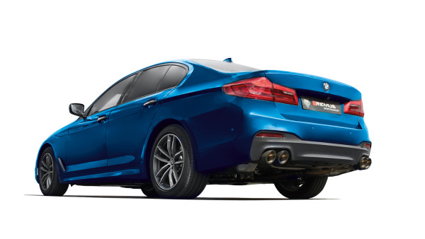 Axle-Back-Sportauspuff, links/rechts-Anlage mit 2 integrierten Klappen für BMW 550i(x) G30 Limousine, inkl. EG-Homologation (wählbare Endrohre)