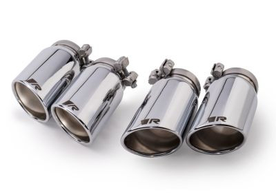 Endrohr-Set li/re je 2 Endrohre Ø 84 mm schräg/schräg, verchromt, mit einstellbarem Kugelanschluss