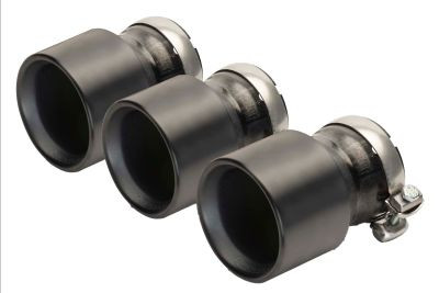 Titan Endrohr-Set: 3 Endrohre Ø 100mm, L=140mm Schwarz PVD beschichtet, OPT OnePieceTechnology, 333g incl. Volltitan Schelle und Titan Schraube