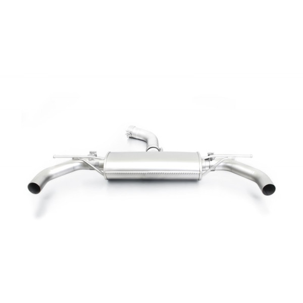 Axle-Back-Anlage L/R dual, für Serienheckschürze: Sportschalldämpfer dual mittig mit Verbindungsrohr