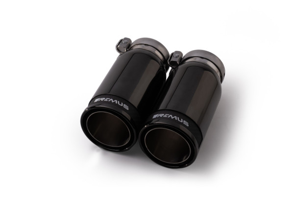 Endrohr-Set 2 Endrohre Ø 84 mm Street Race Black Chrome, mit einstellbarem Kugelanschluss