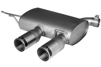 Sportschalldämpfer Ø 70 mm mittig mit 2 ER Ø 98 mm Street Race inkl. Verbindungsrohr Ø 70 mm