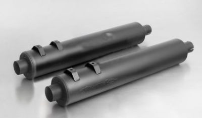 2x CUSTOM Schalldämpfer, Ø 102 mm (4''), ohne Katalysator, wechselbare Endkappen, Edelstahl schwarz, CH Genehmigung Genehmigung