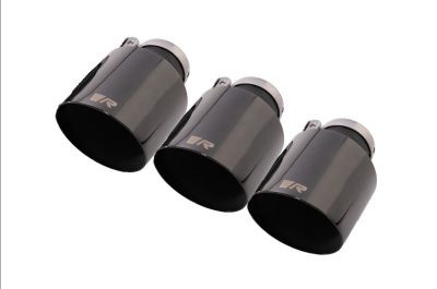 3 Endrohre Ø 102 mm schräg, straight cut, Black Chrome, (L=145 mm), mit einstellbarem Kugelanschluss