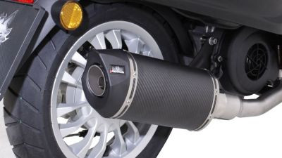 VESPA Sportauspuff Komplettanlage inkl. Euro 4 Kat. ohne Hitzeschutzblech, Carbon, 65mm, mit CH Genehmigung