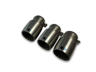 OPT GT Endrohr-Set: 3 Endrohre Ø 102 mm, L=145 mm, Titan, gescotched, mit einstellbarem Kugelanschluss