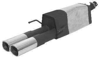 Sportschalldämpfer mit 2 Endrohren 92x78 mm