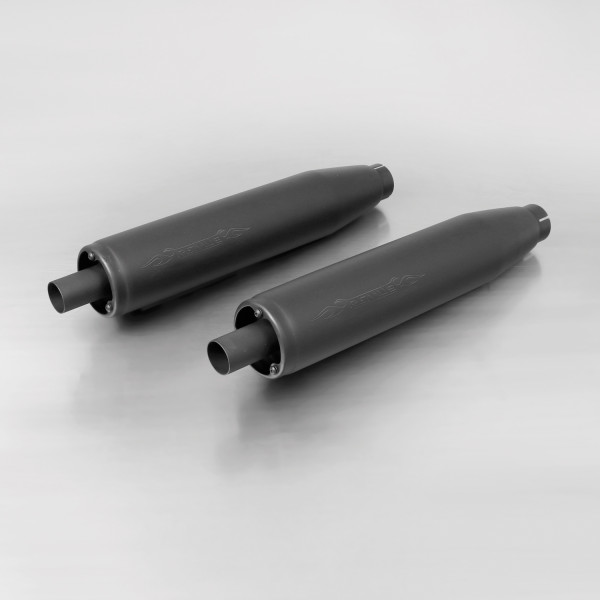 2 x CUSTOM Schalldämpfer ohne Kat. ohne Endkappe, Edelstahl schwarz, CH Genehmigung Genehmigung