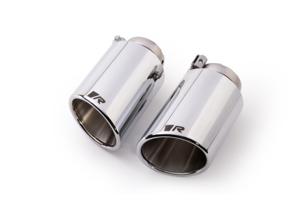 Endrohr-Set li/re je 1 Endrohr Ø 102 mm schräg/schräg, verchromt, mit einstellbarem Kugelanschluss