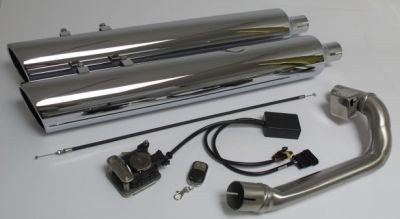 CUSTOM Exhaust Slash Cut Schalldämpfer Harley Davidson Touring, Ø 102 mm (4''), mit ECS-System, Chrom, CH Genehmigung